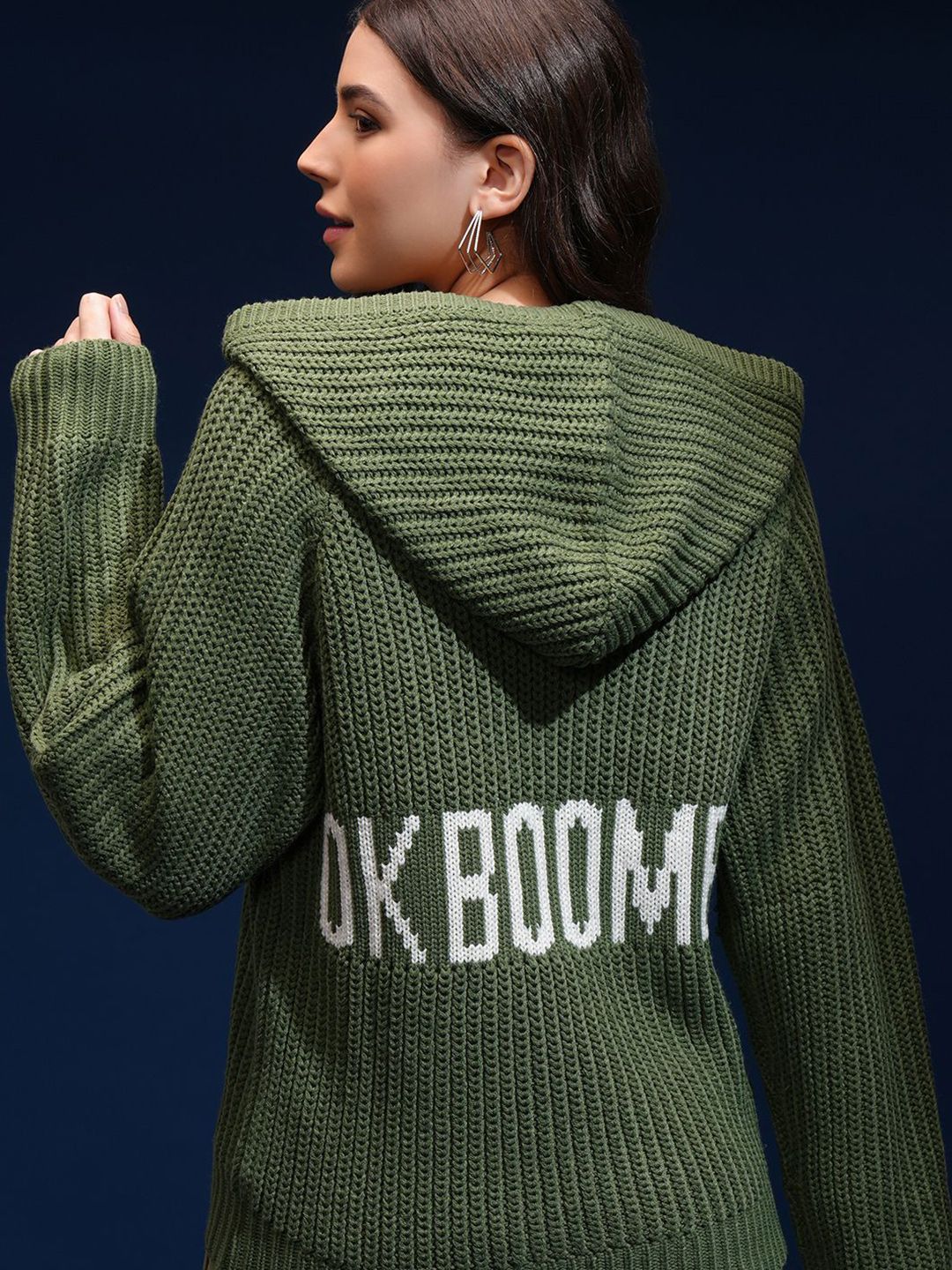 Tokyo Talkies Women Ribbed Pullover with Zip Detail