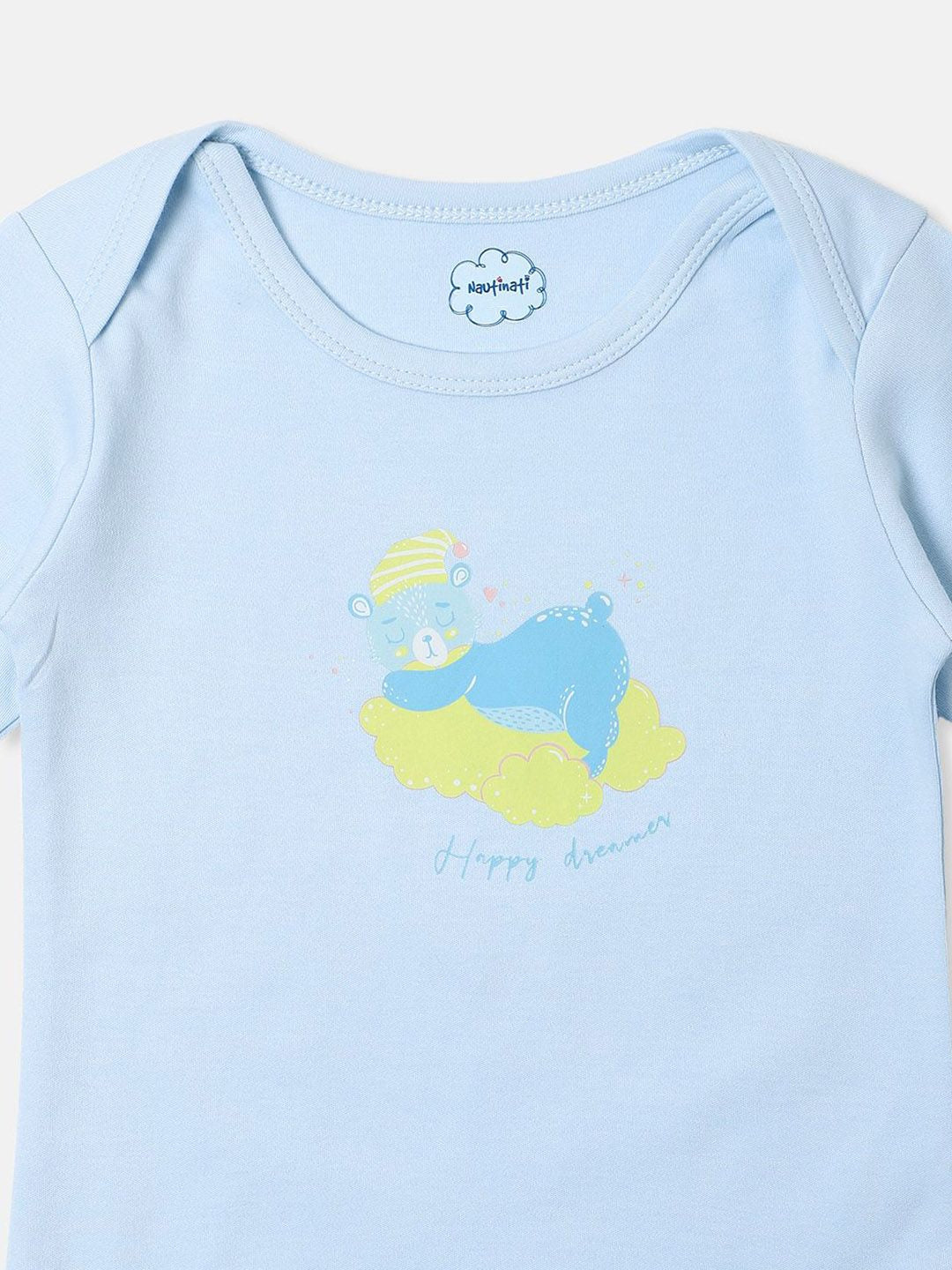 Nautinati's Infants' Cotton Interlock Boys Pack Of 2 Cloud Print Onesie