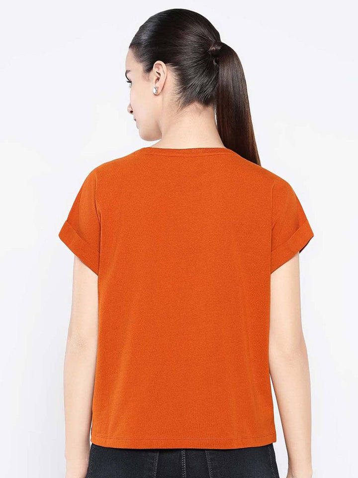 Rareism Wanita Grafik Bercetak Kapas Leher Pusingan T-shirt Santai