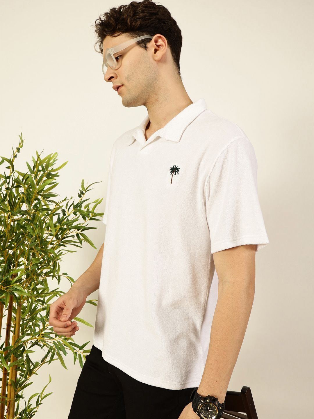 Thomas Scott Men Solid Polo Collar Cotton Relaxed Fit T-Shirt