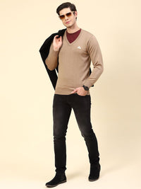 Monte Carlo Men Woollen  V Neck Long Sleeves Pullover Sweater
