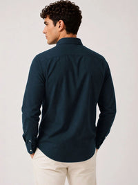 ADRO Men Teal Blue Striped Regular Fit Casual Cotton Shirt
