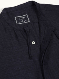 Thomas Scott Men Classic Mandarin Collar Solid Slim Fit Casual Shirt