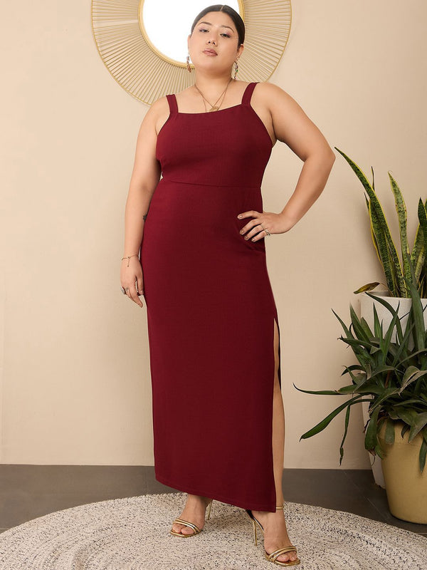 Berrylush Curve Women Shoulder Straps Maxi Dress