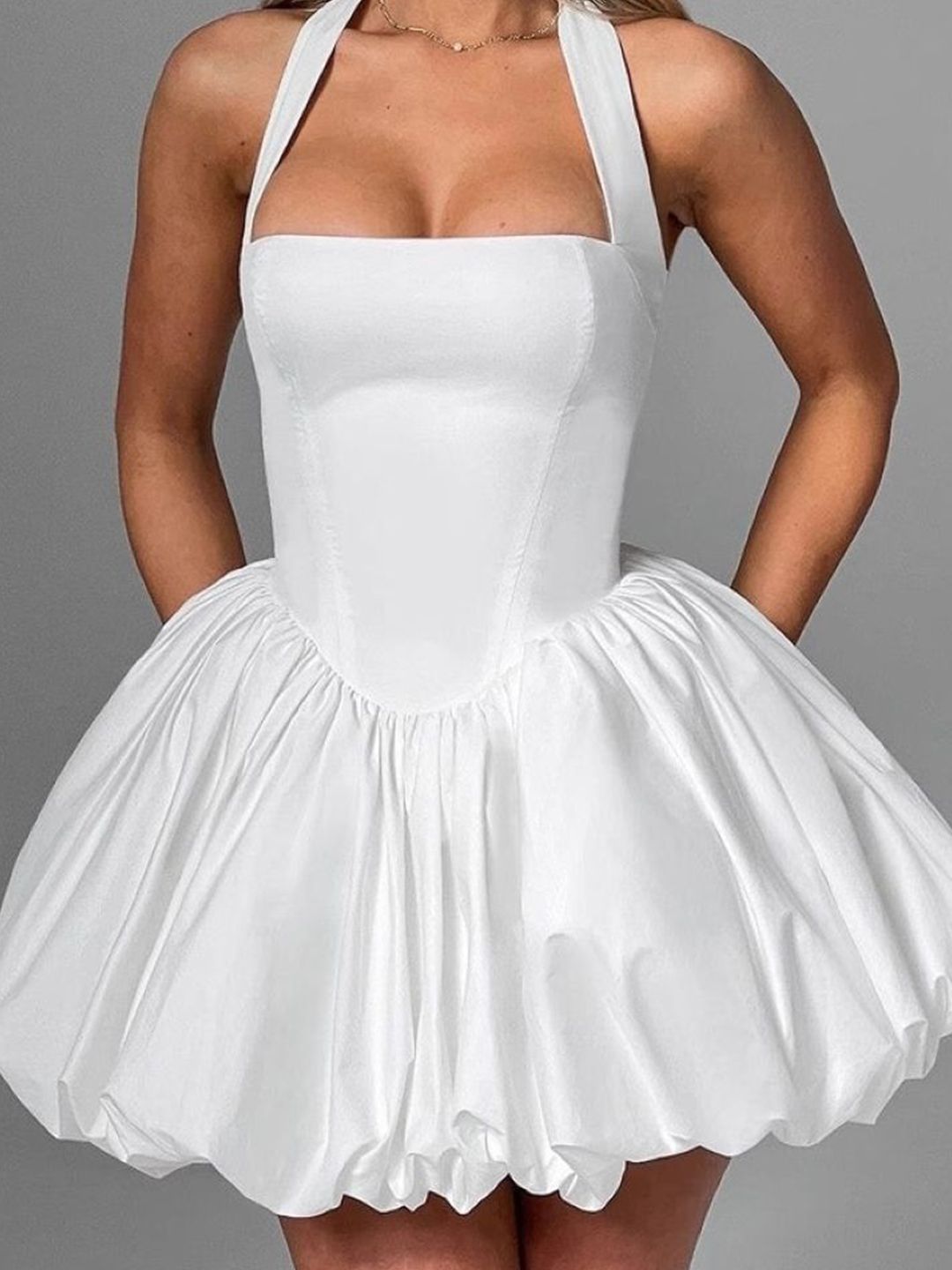 DressBerry Women Halter Neck Fit and Flare Mini Dress