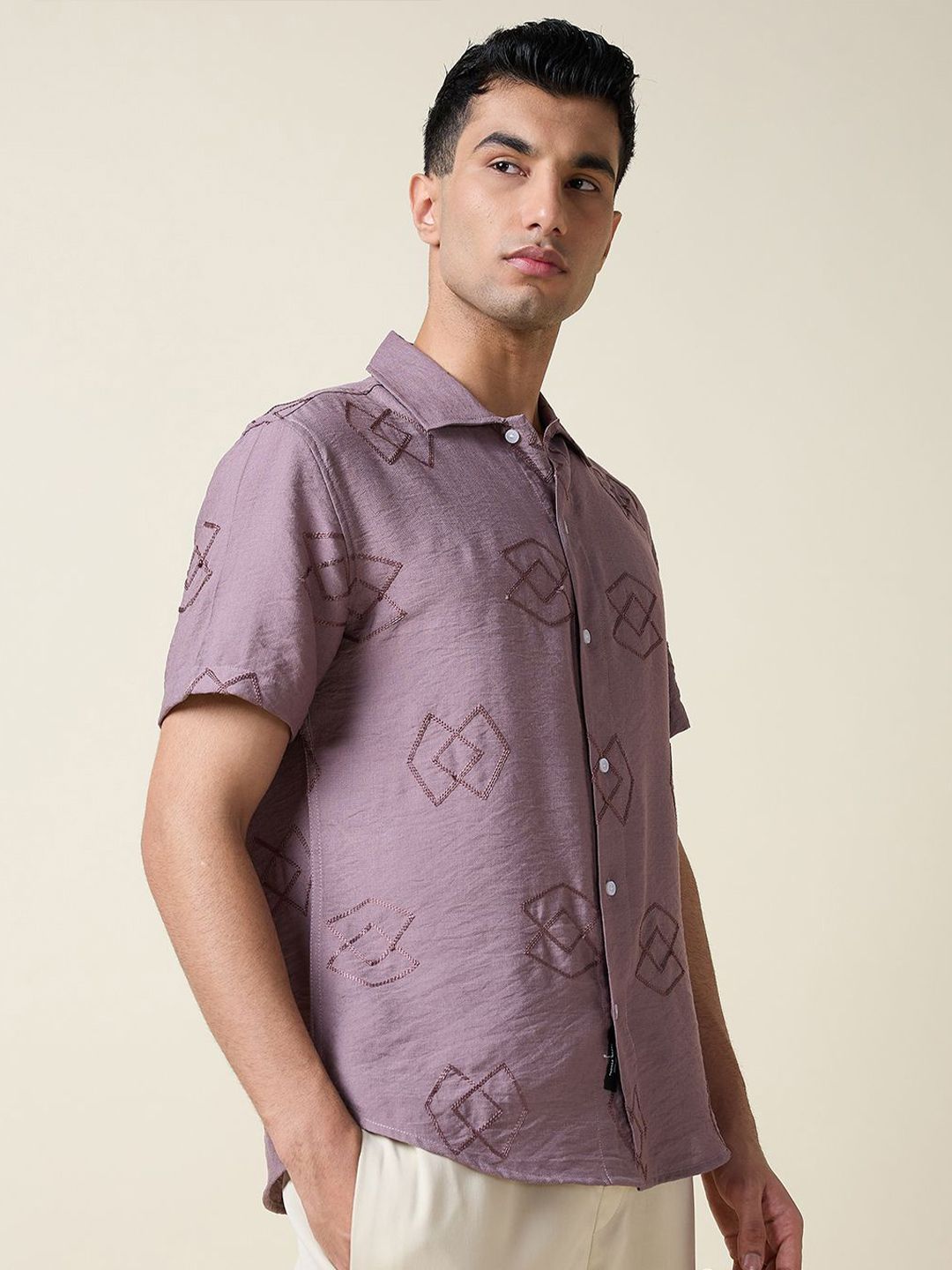 Thomas Scott Men Embroidered Regular Fit Casual Shirt