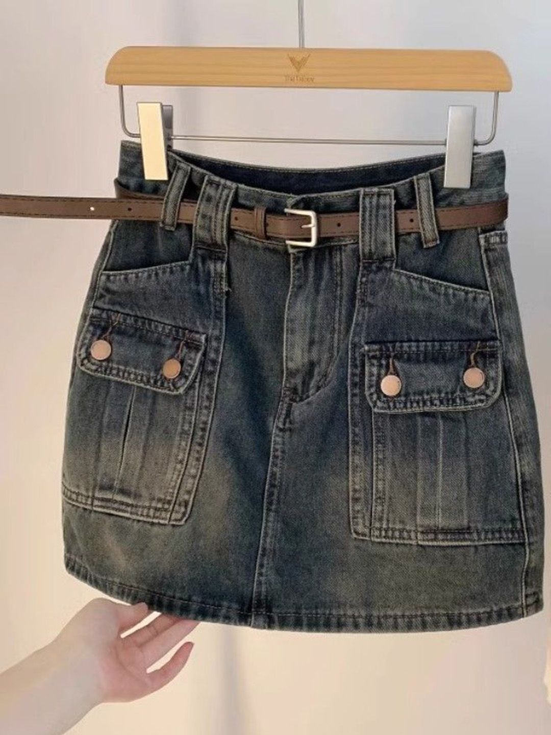 DressBerry Women Denim A-Line Above Knee Skirt