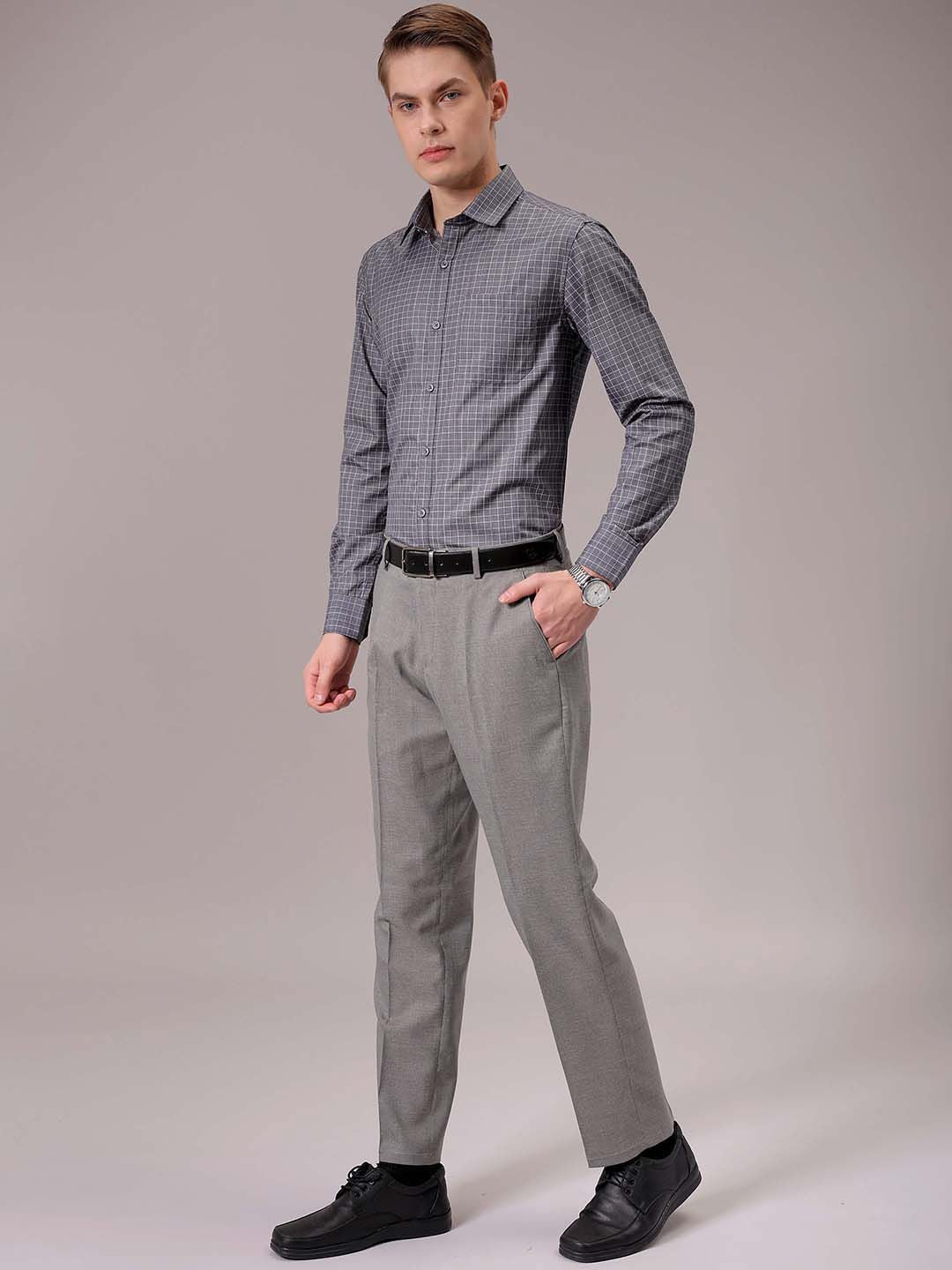 The Indian Garage Co. X Luxe Men Spread Collar Micro Checked Slim Fit Formal Shirt