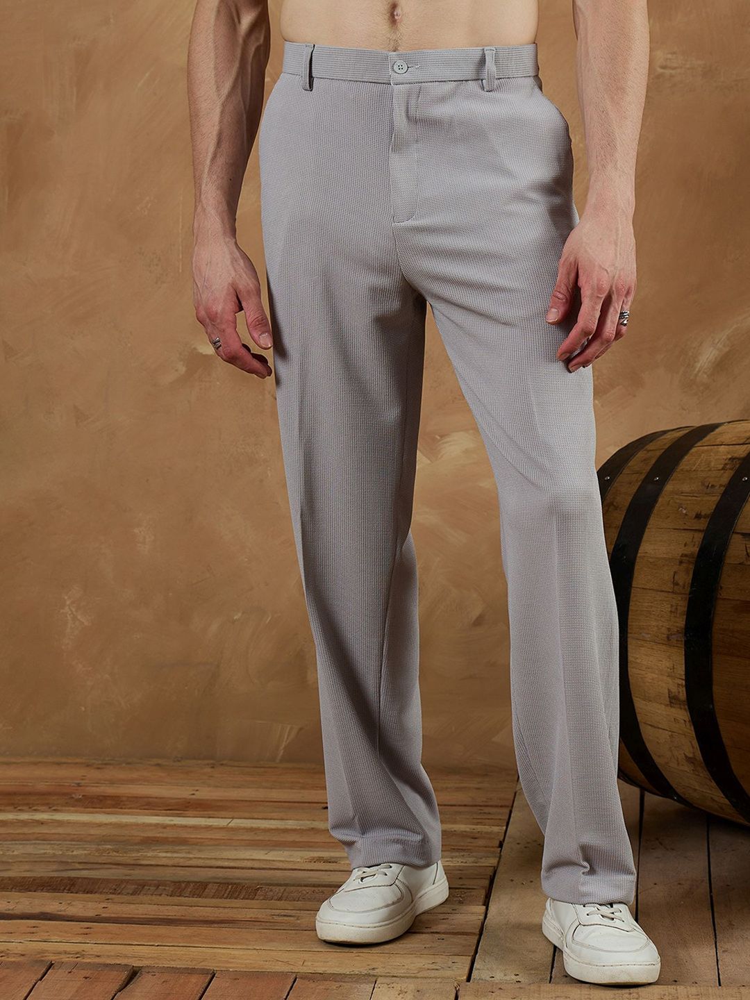 DENNISON Men Korean Loose Fit Four Way Lycra Trouser