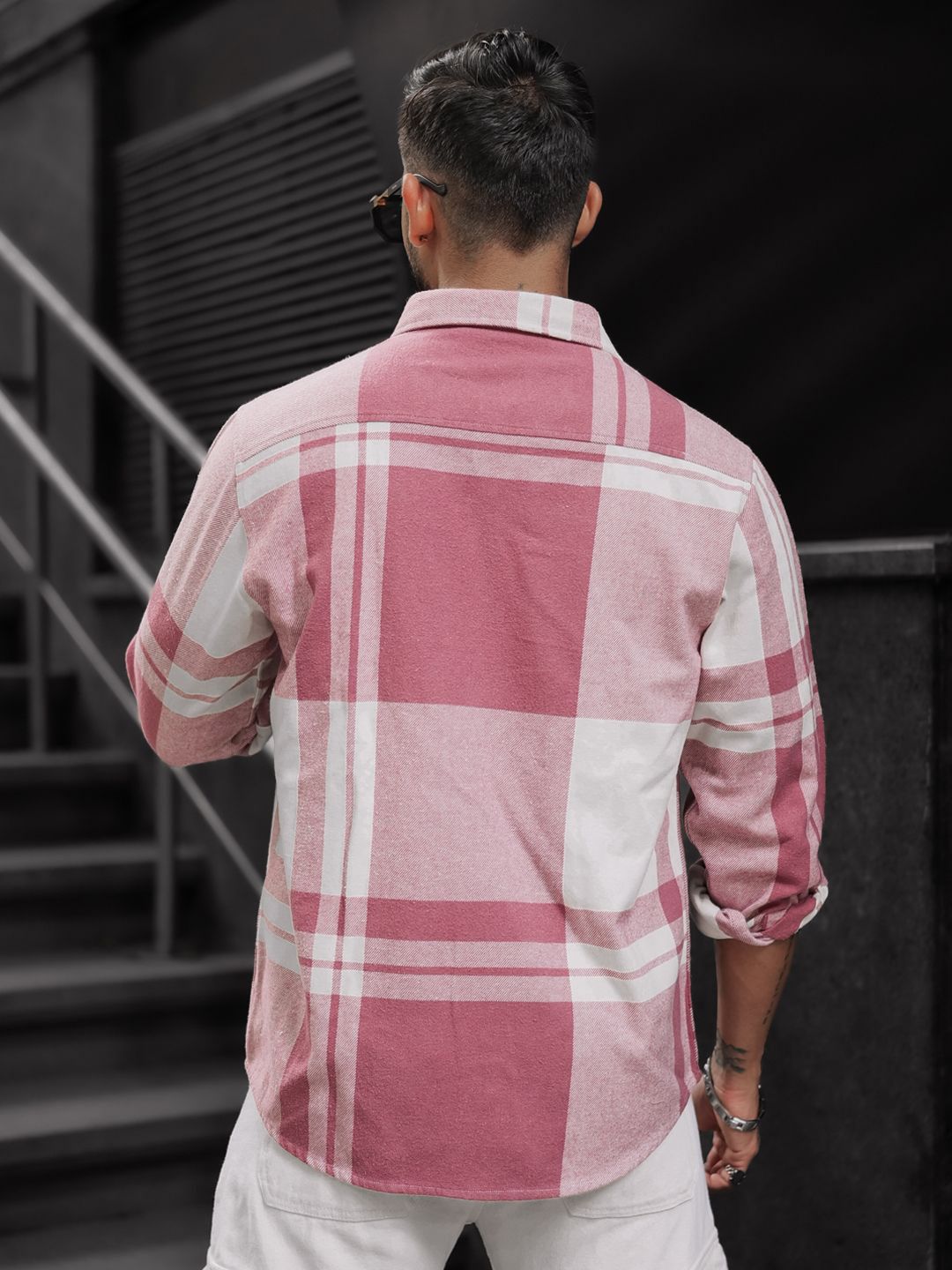 Powerlook Men Spread Collar Tartan Checked Casual Shirt