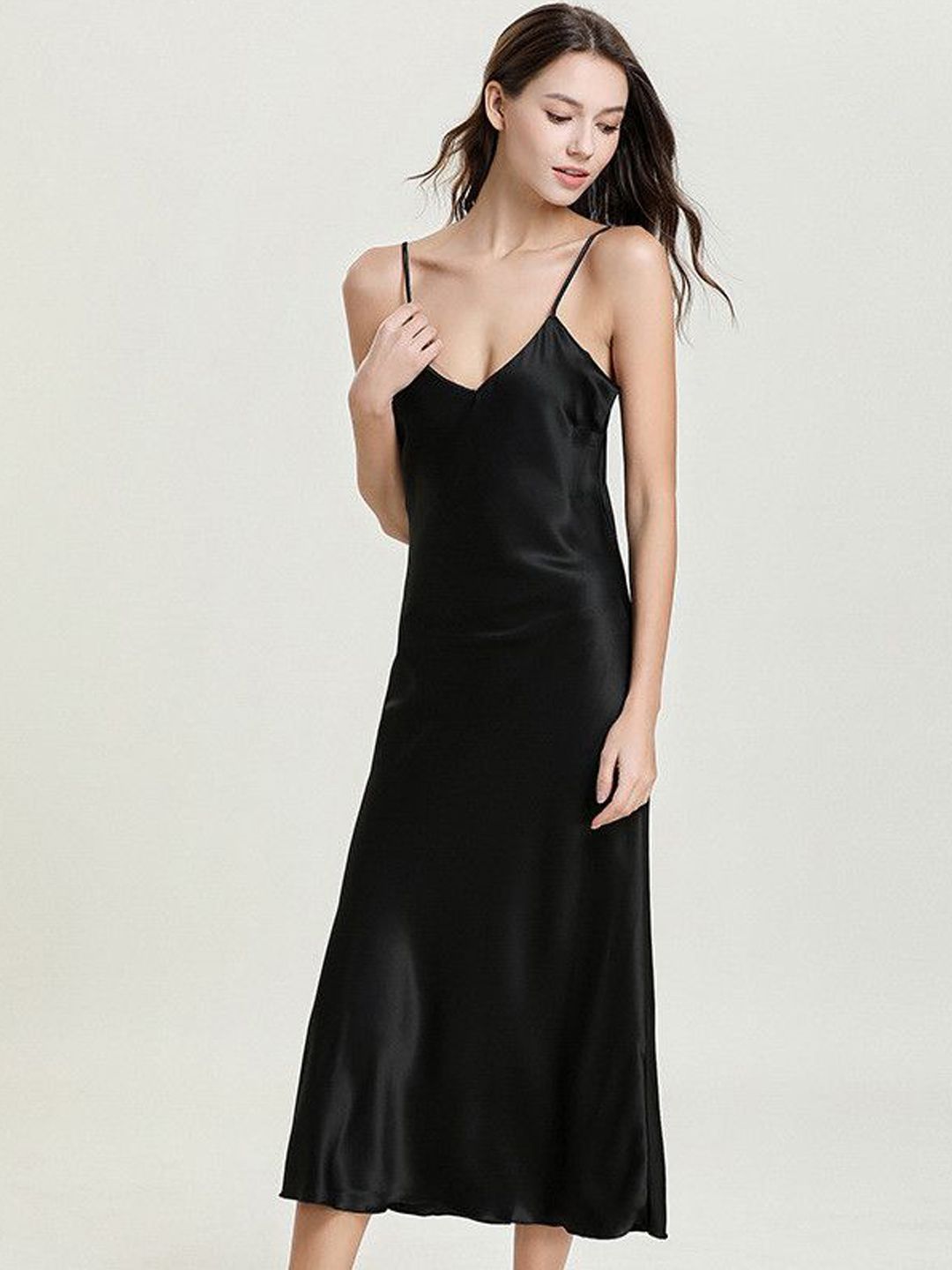 DressBerry Shoulder Straps Sleeveless Maxi Nightdress