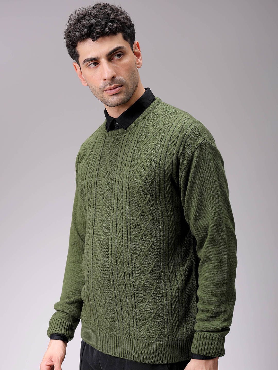 The Indian Garage Co Men Cable Knit Pullover
