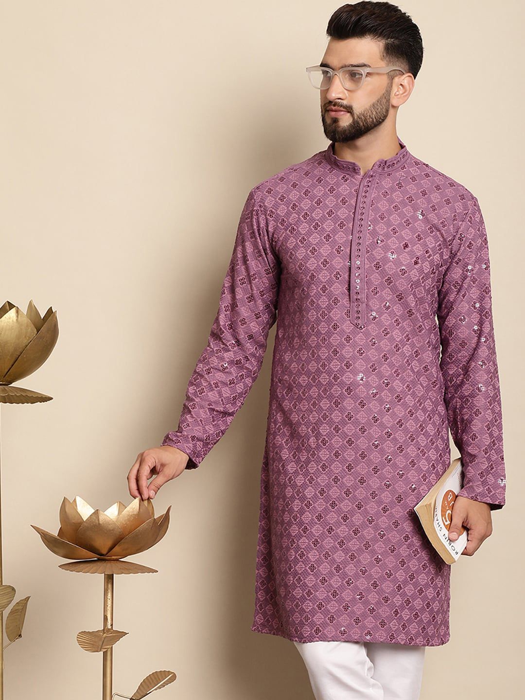 Motif Etnik Anouk Bersulam Kurta Kapas Tulen Berlabuci