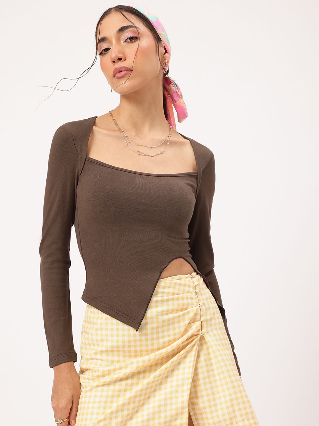 DressBerry Terra Sculpt Slit Scoop Neck Top