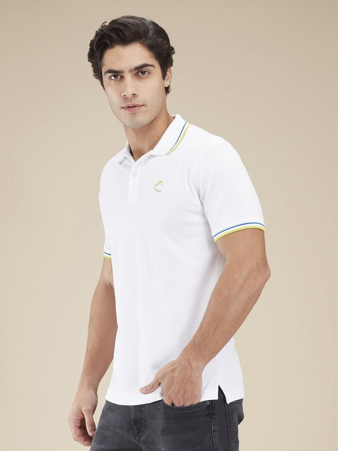 Being Human Men Solid Polo Collar Cotton Slim Fit T-shirt