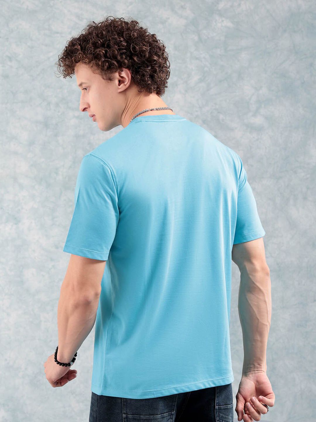 The Indian Garage Co Blue Round Neck Short Sleeves Regular T-shirt