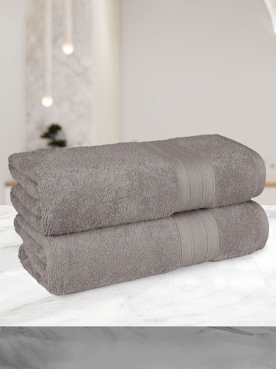 MYTRIDENT Charcoal 2 Pieces Cotton 500 GSM Bath Towel