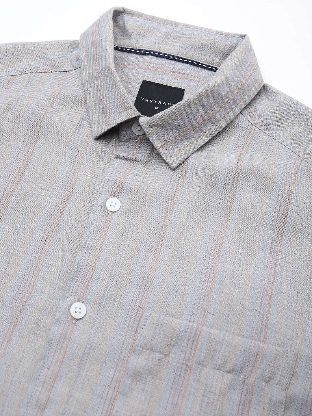 VASTRADO Men Classic Cutaway Collar Multi Striped Cotton Slim Fit Casual Shirt