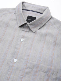 VASTRADO Men Classic Cutaway Collar Multi Striped Cotton Slim Fit Casual Shirt