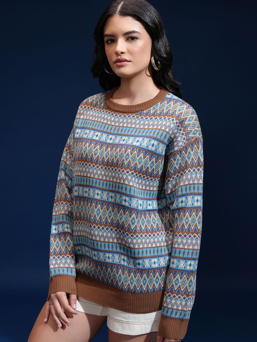 Tokyo Talkies Women Argyle Pullover Sweaters
