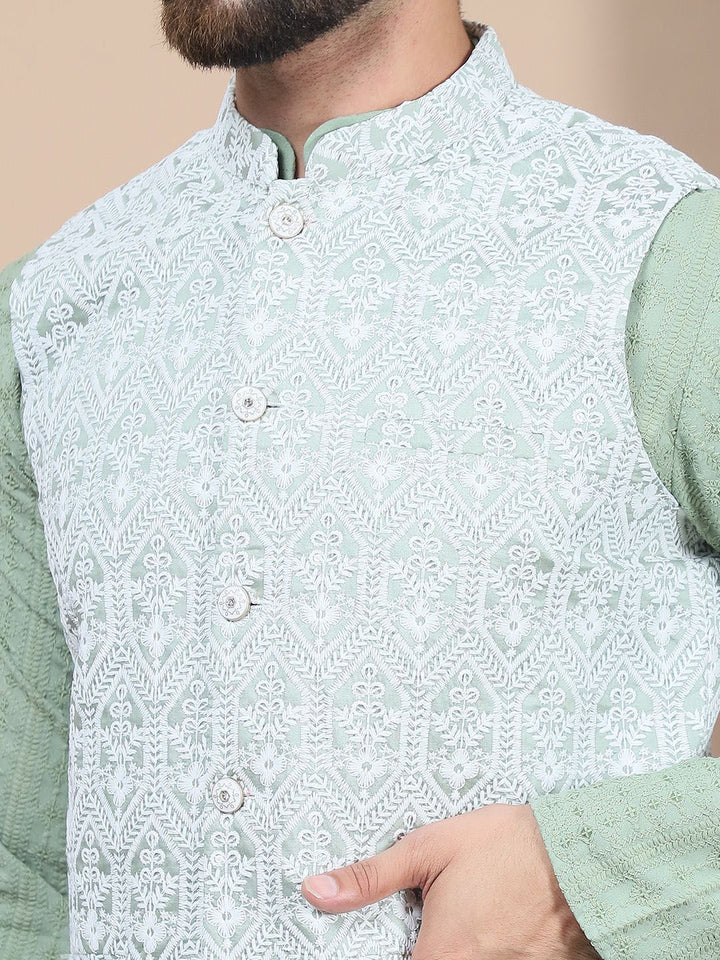 Kurta Kapas Tulen Anouk Bunga Bersulam Lurus dengan Churidar