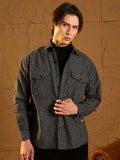 DENNISON Men Double Flap Pocket Drop Shoulder Oversized Cotton Shacket