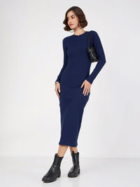 SASSAFRAS Women Long Sleeves Bodycon Midi Dress