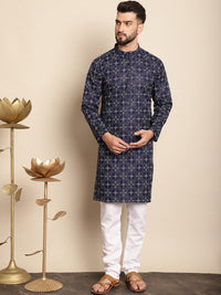 Motif Etnik Anouk Bercetak Kolar Jalur Kurta Biasa dengan Churidar
