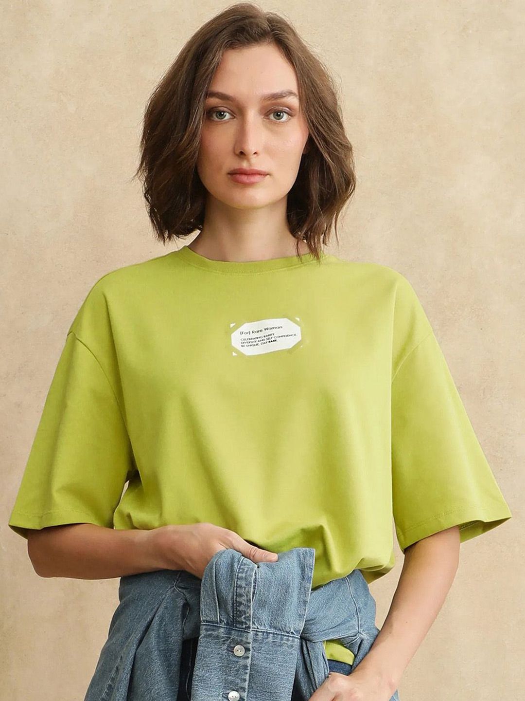 RAREISM Women Printed Raw Edge T-shirt