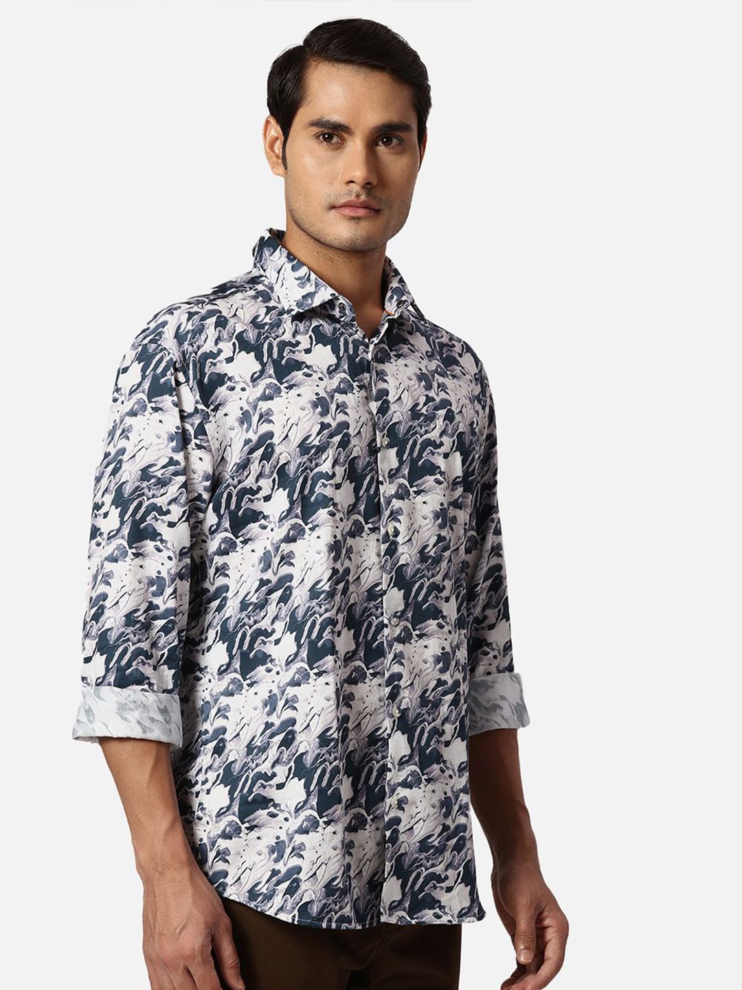 Park Avenue Men Spread Collar Abstract Printed Cotton Slim Fit Casual Shirt