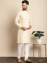 Anouk Geometric Embroidered Dupion Silk Kurta with Pyjamas