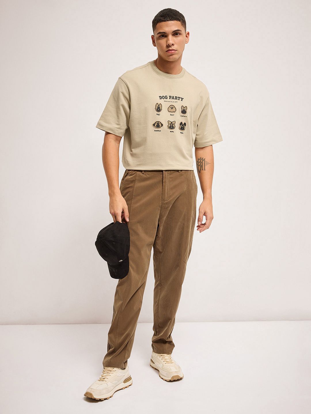 THE BEAR HOUSE Men Graphic Printed Round Neck Pure Cotton Oversized T-shirt