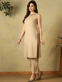 Mamicha Women Regular Thread Work Pure Cotton Kurta with Trousers