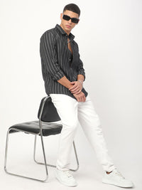 VASTRADO Men Classic Slim Fit Opaque Striped Casual Shirt