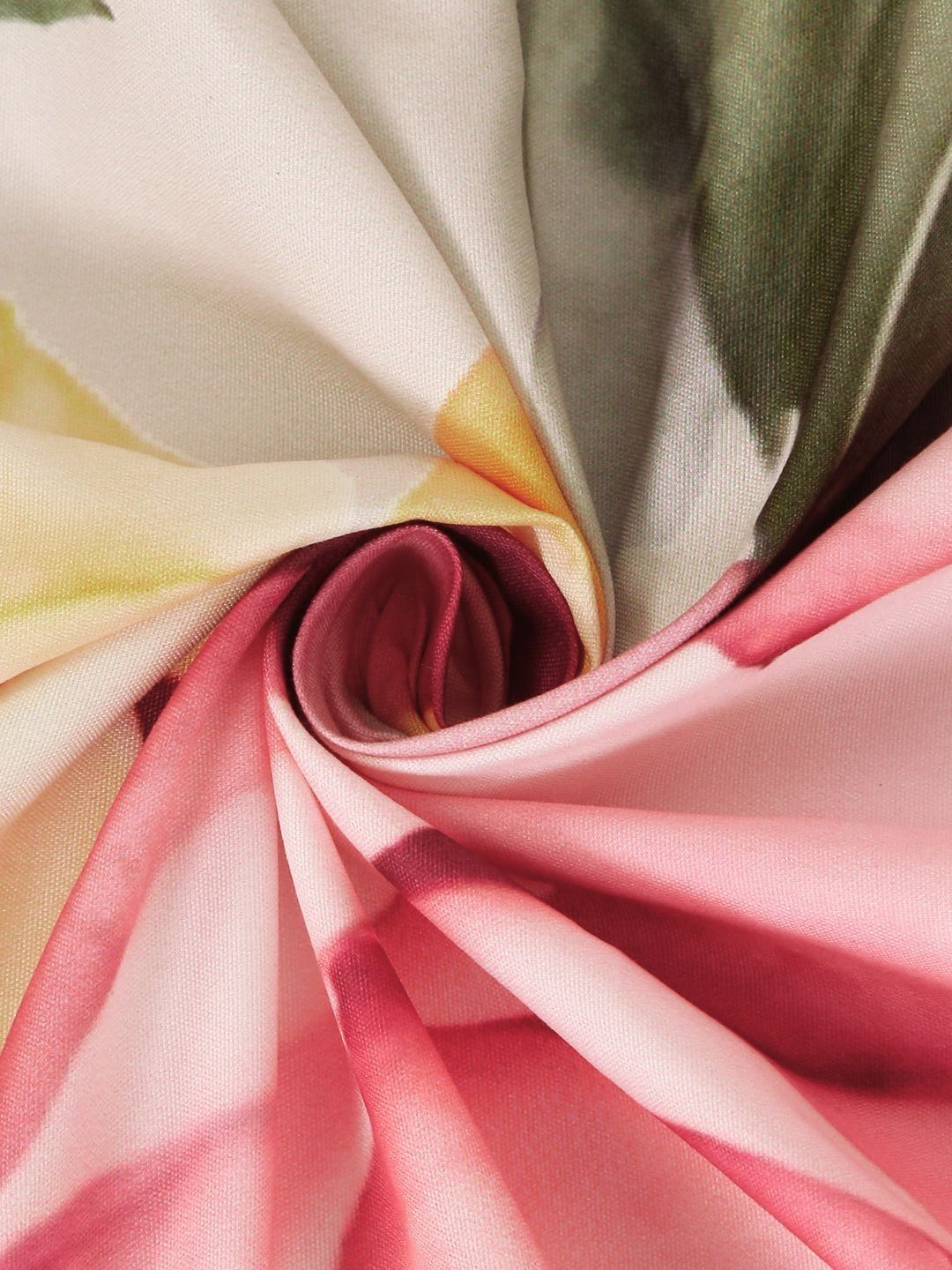 KLOTTHE Beige & Pink Floral Printed Fitted 300 TC King Bedsheet With 2 Pillow Cover