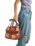 TEAL BY CHUMBAK Printed Half Moon Sling Bag with Cut Work