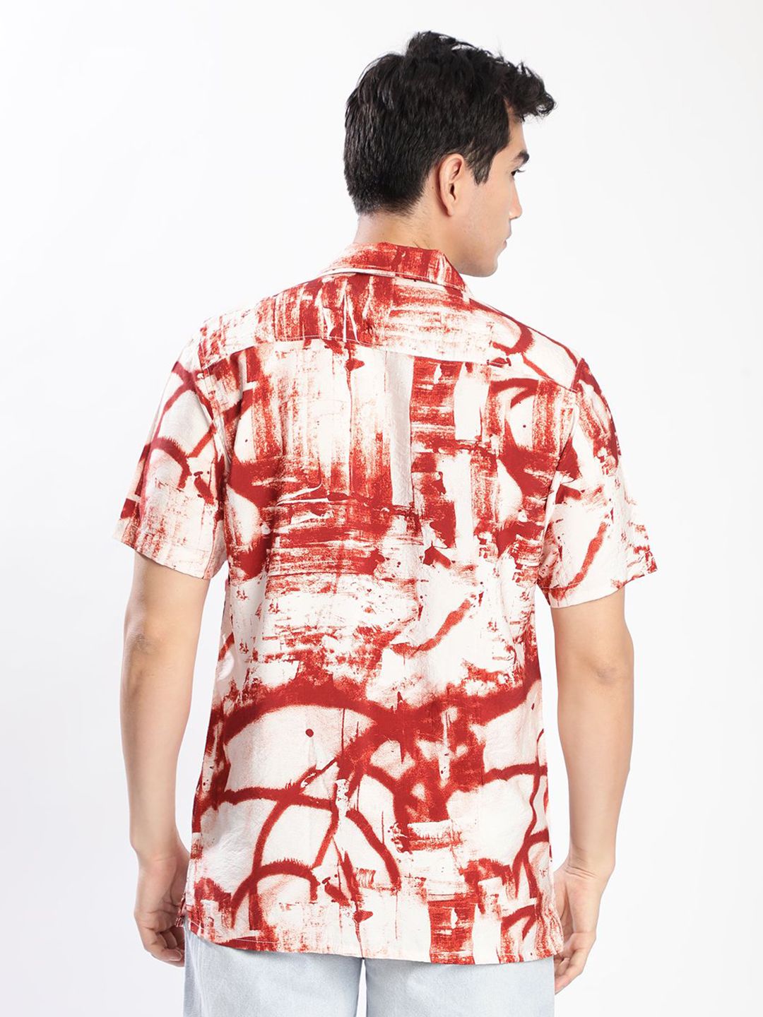 Bene Kleed Men Cuban Collar Abstract Printed  Casual Shirts