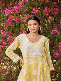 Rumah Wanita Chikankari Kuning Kota Chikankari Sulam Kurta