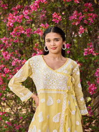 Rumah Wanita Chikankari Kuning Kota Chikankari Sulam Kurta