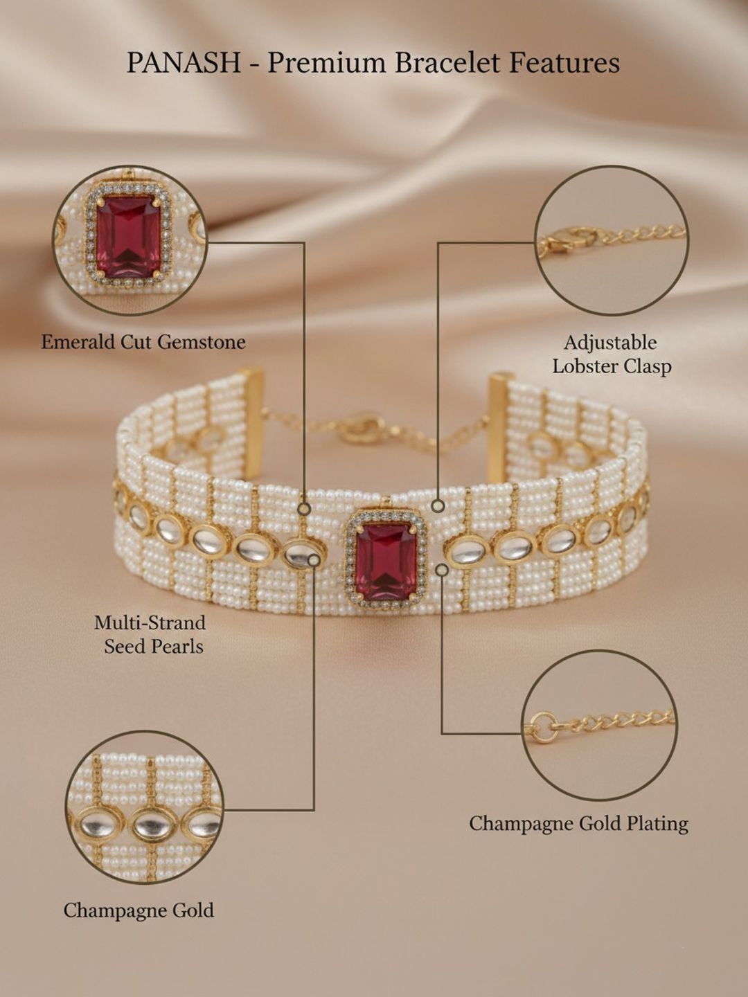 PANASH Women Brass Gold-Plated Charm Bracelet