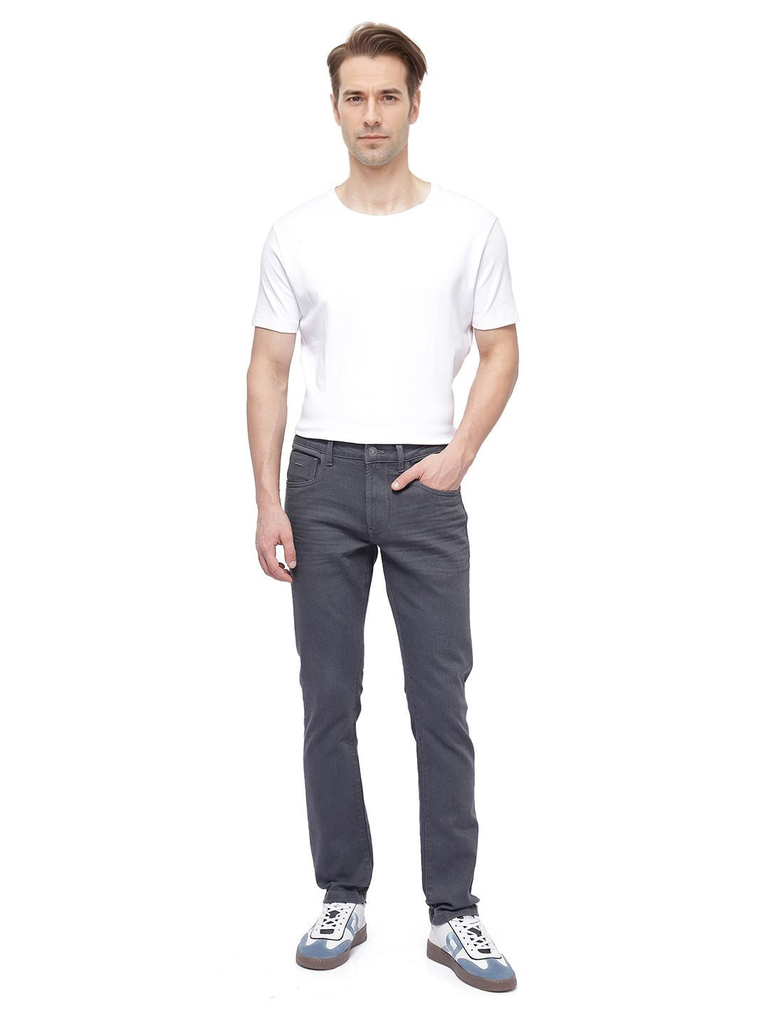 RARE RABBIT Men Comfort Mid-Rise No Fade Stretchable Jeans
