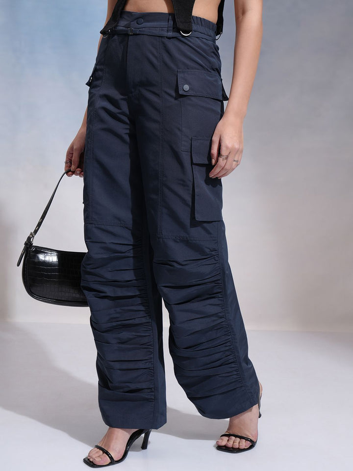 CHIC BY TOKYO TALKIES Women Flared Pleated Cargos Trousers