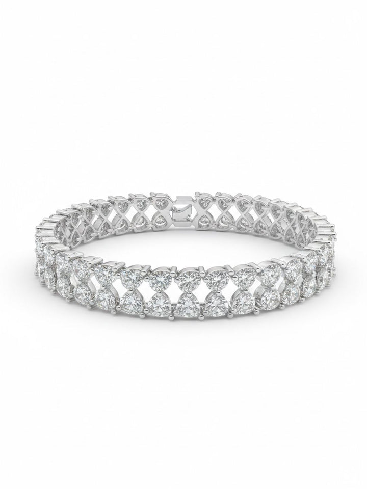 PANASH Women Brass American Diamond Silver-Plated Wraparound Bracelet