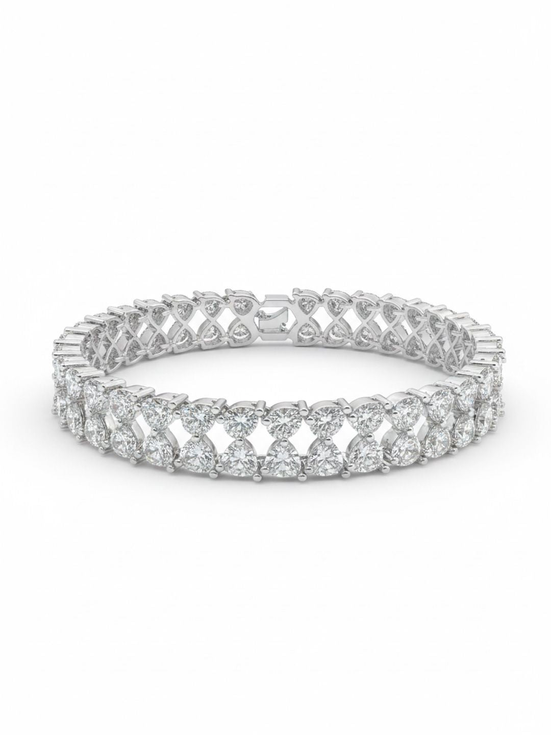PANASH Women Brass American Diamond Silver-Plated Wraparound Bracelet