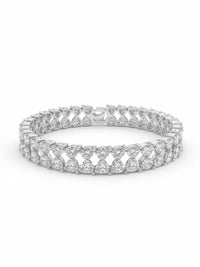 PANASH Women Brass American Diamond Silver-Plated Wraparound Bracelet