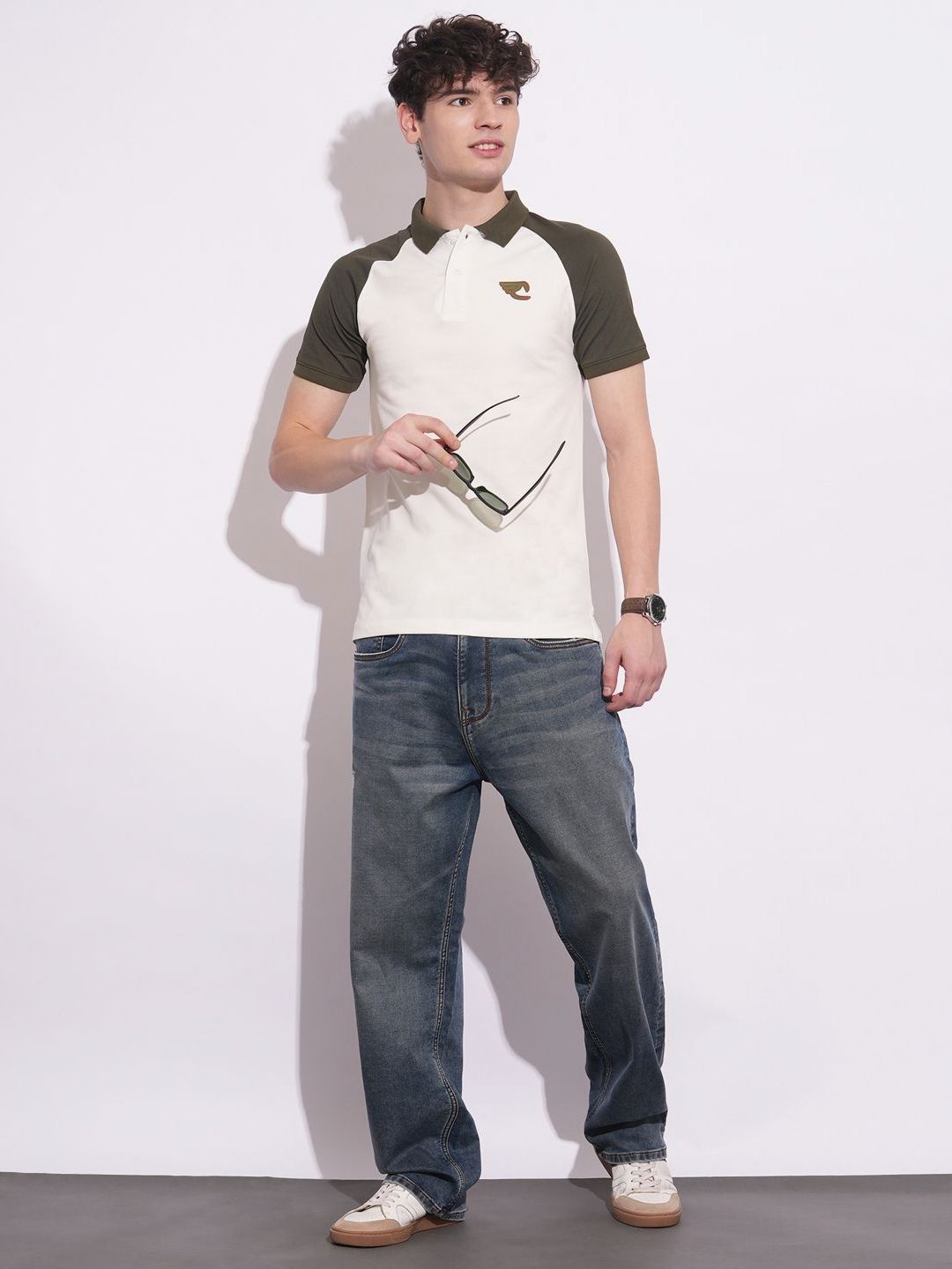 Being Human Men Colourblocked Polo Collar Slim Fit T-shirt
