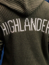 HIGHLANDER Men Cable Knit Hooded Cardigan With Zip Detailed