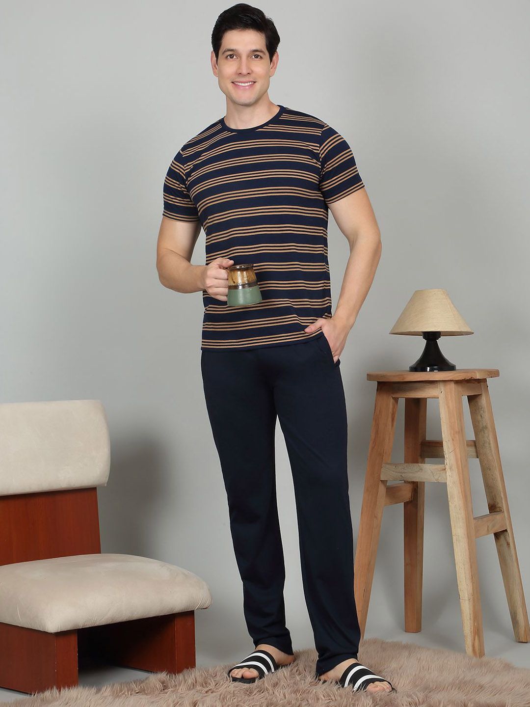 Sweet Dreams Men Striped Night suit