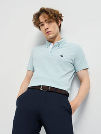 THE BEAR HOUSE Men Solid Polo Collar Pure Cotton T-shirt