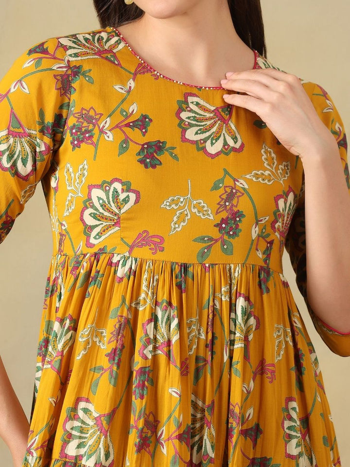 Mamicha Floral Print A-Line Midi Dress